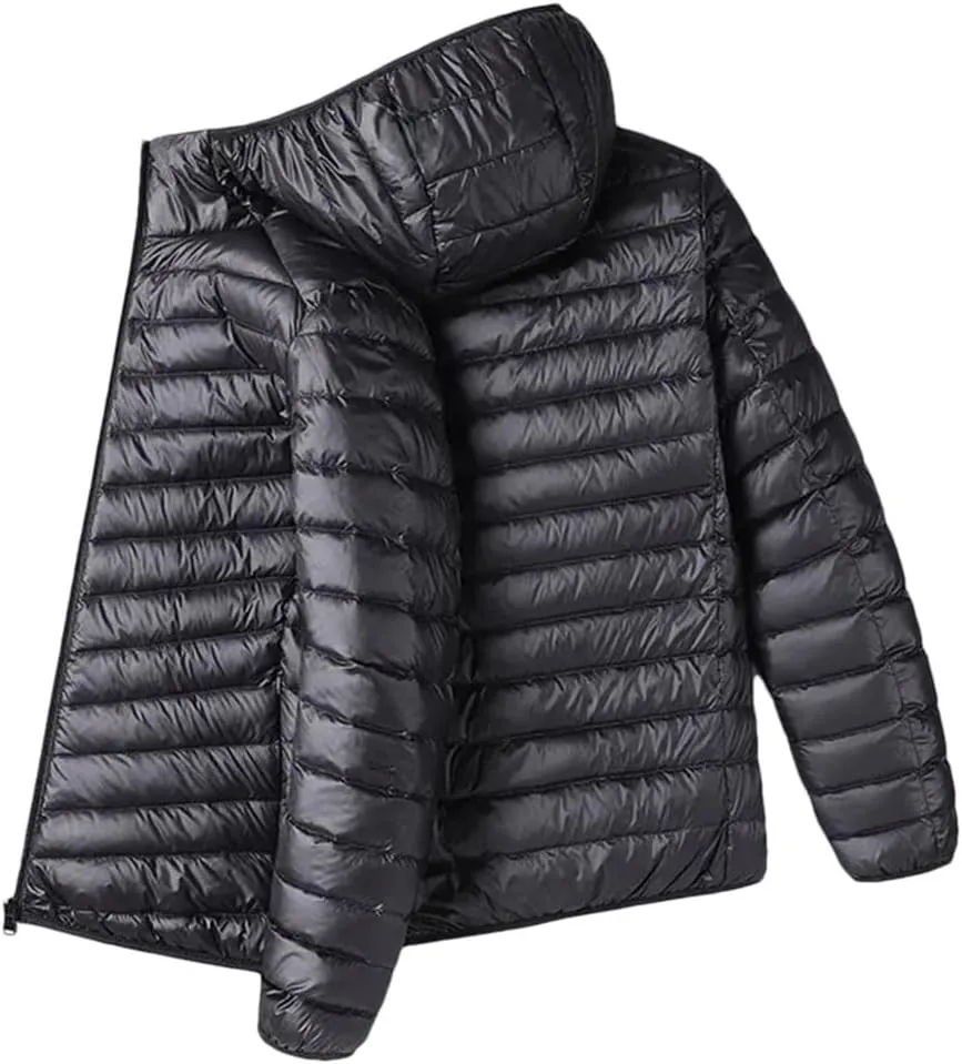 Winter Men's Lightweight Down Jacket Casual Cotton-Padded Coat Hooded Jacket Warm Outerwear Short Coat