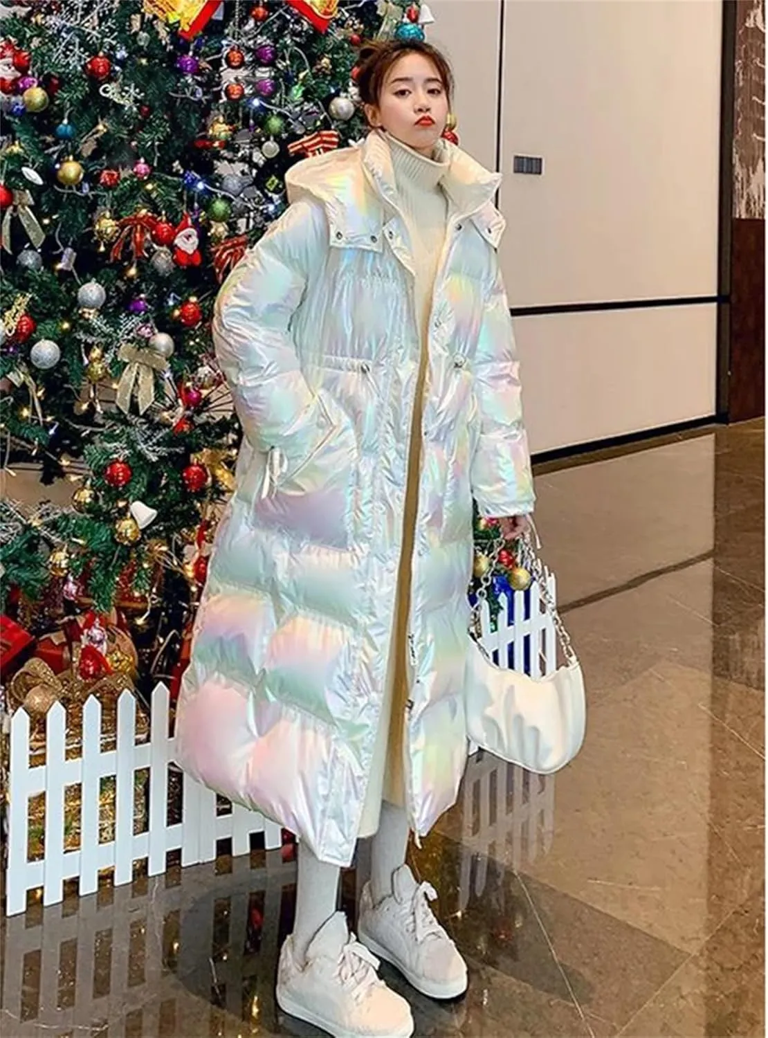 Winter Waterproof Long Parkas Cotton Padded Jacket Women Hooded Thick Warm Snow Coat Oversized Outerwear