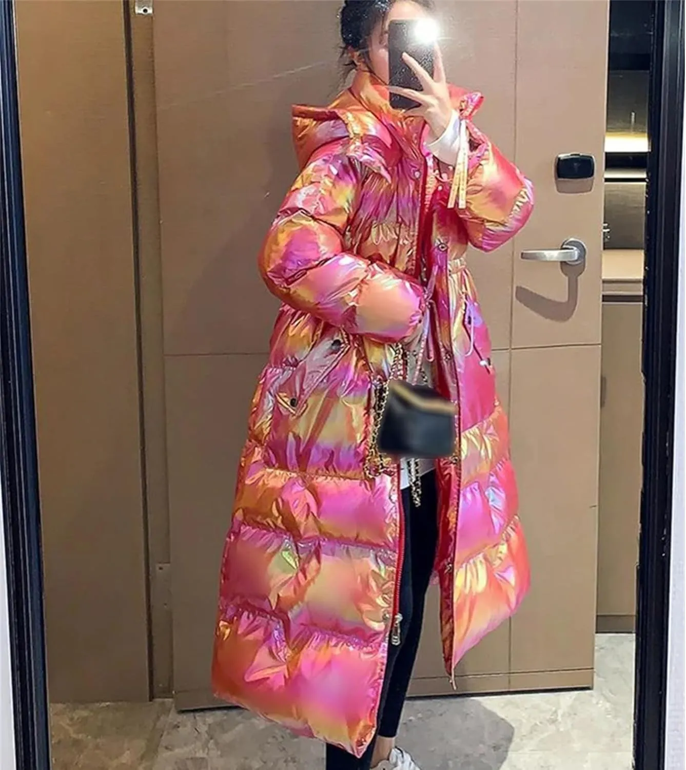 Winter Waterproof Long Parkas Cotton Padded Jacket Women Hooded Thick Warm Snow Coat Oversized Outerwear