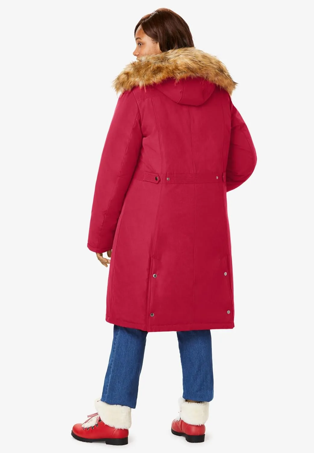 Woman Within Plus Size Arctic Parka Jacket & Hood 40" Knee Length Down Blend Long Winter Coat