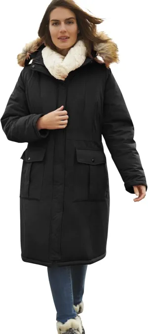 Woman Within Plus Size Arctic Parka Jacket & Hood 40" Knee Length Down Blend Long Winter Coat