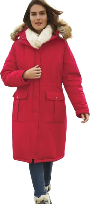 Woman Within Plus Size Arctic Parka Jacket & Hood 40" Knee Length Down Blend Long Winter Coat