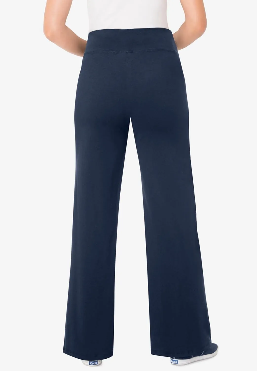 Woman Within Plus Size Petite Stretch Cotton Wide Leg Pant