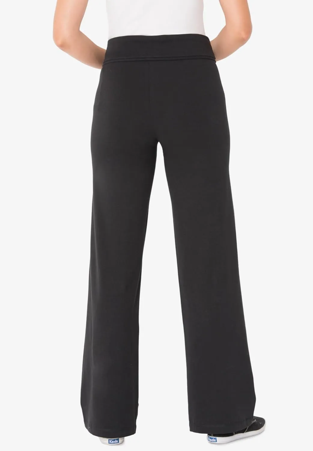 Woman Within Plus Size Petite Stretch Cotton Wide Leg Pant