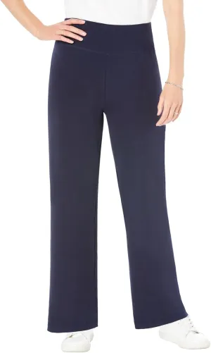 Woman Within Plus Size Petite Stretch Cotton Wide Leg Pant