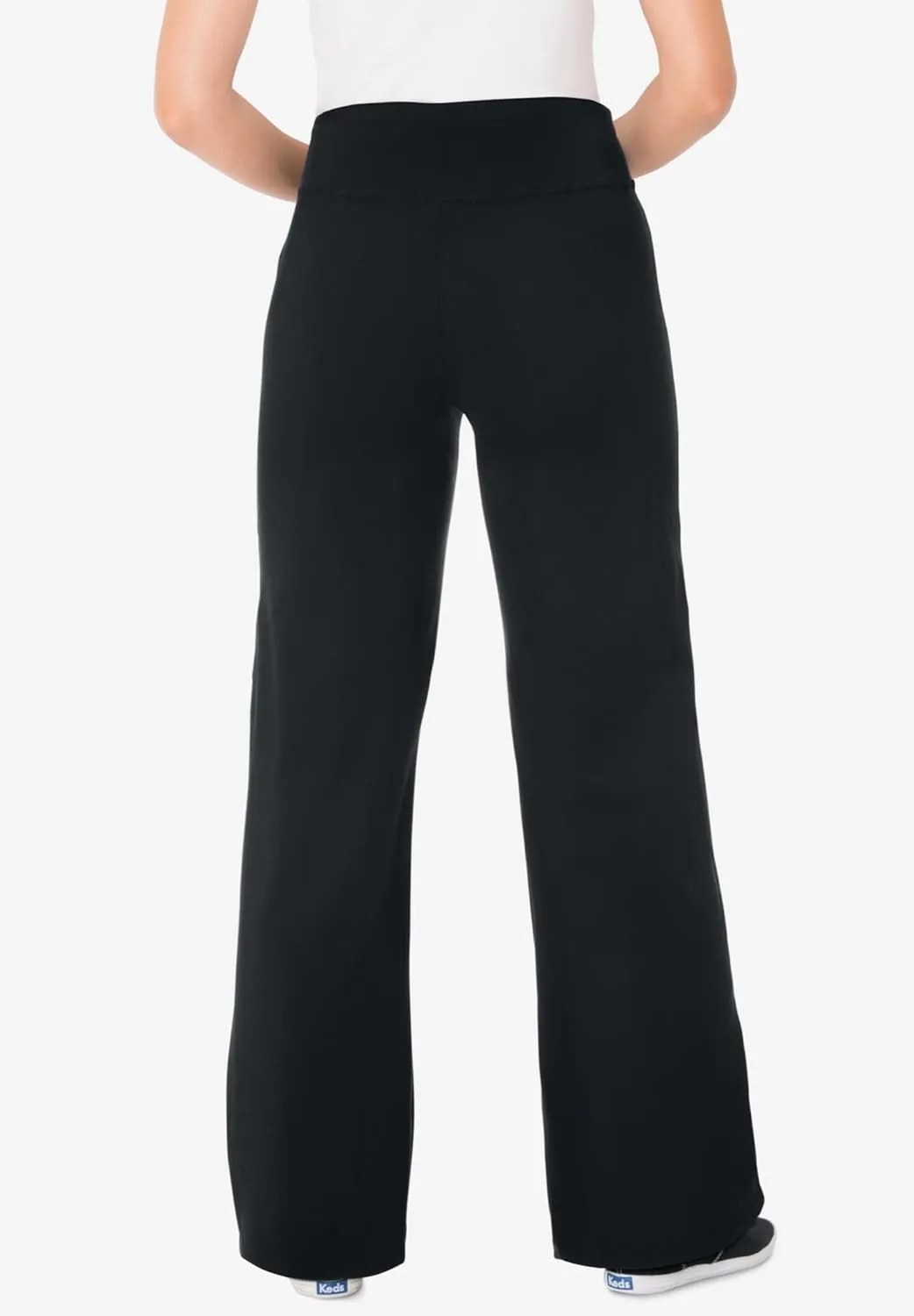Woman Within Plus Size Petite Stretch Cotton Wide Leg Pant