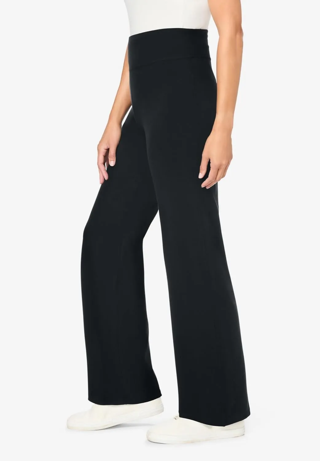 Woman Within Plus Size Petite Stretch Cotton Wide Leg Pant