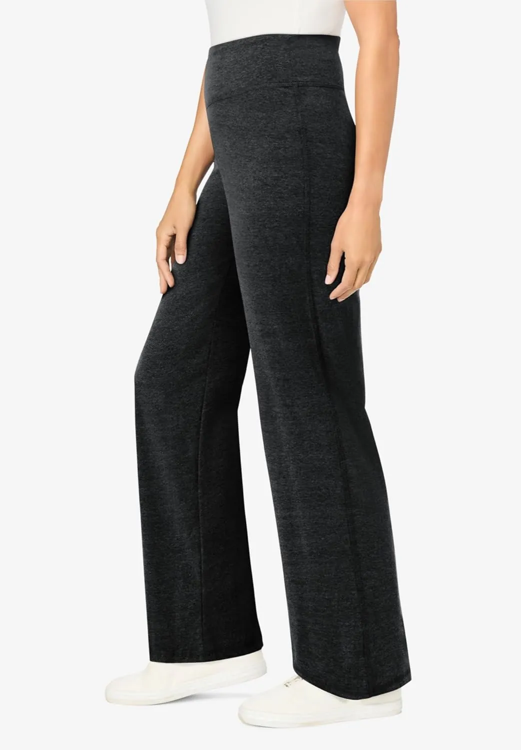 Woman Within Plus Size Petite Stretch Cotton Wide Leg Pant