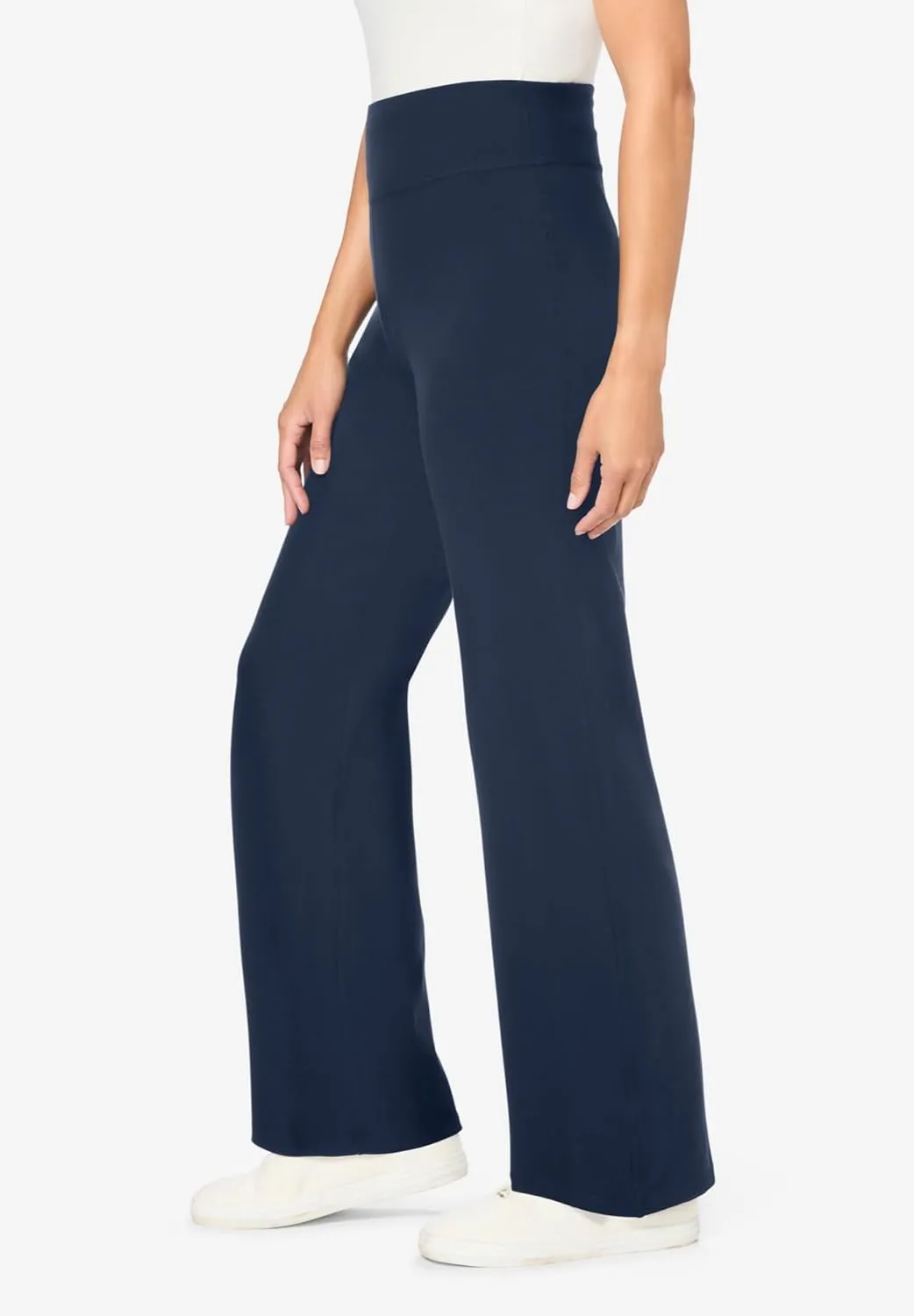 Woman Within Plus Size Petite Stretch Cotton Wide Leg Pant