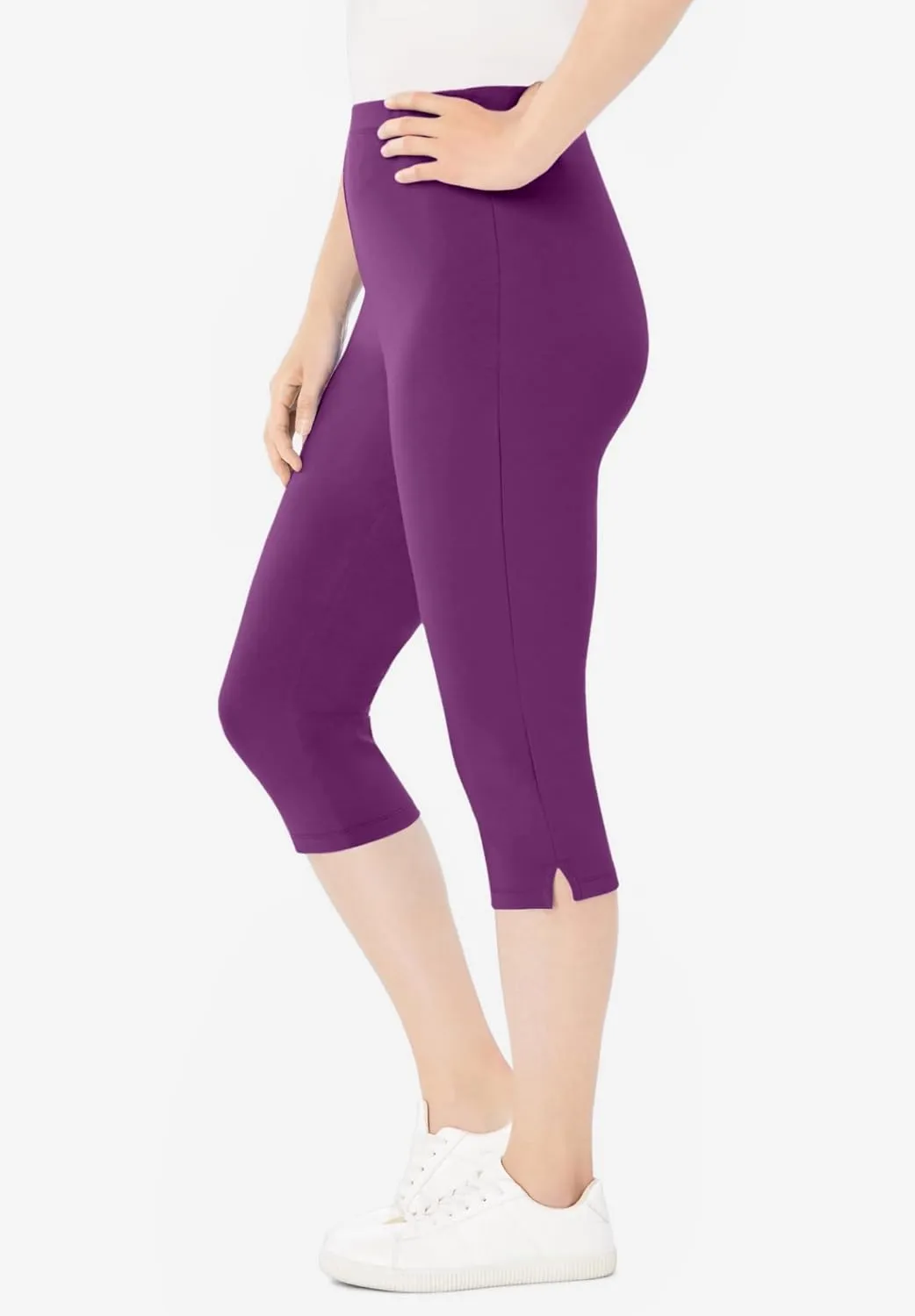 Woman Within Plus Size Stretch Cotton Capri Legging