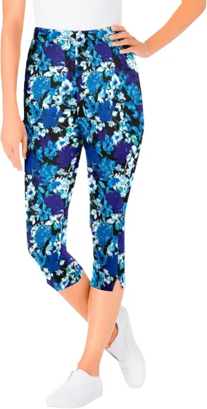 Woman Within Plus Size Stretch Cotton Printed Capri Legging