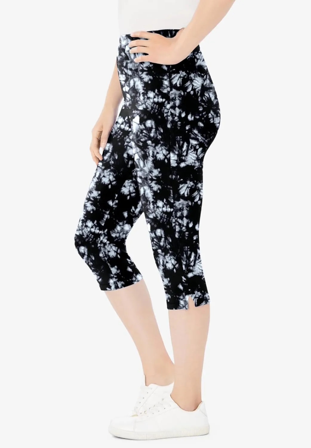 Woman Within Plus Size Stretch Cotton Printed Capri Legging