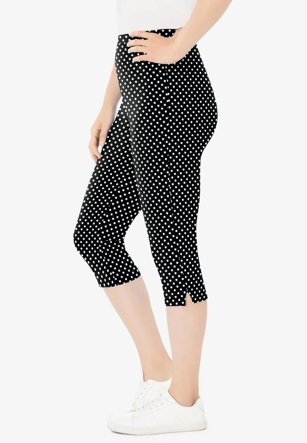 Woman Within Plus Size Stretch Cotton Printed Capri Legging
