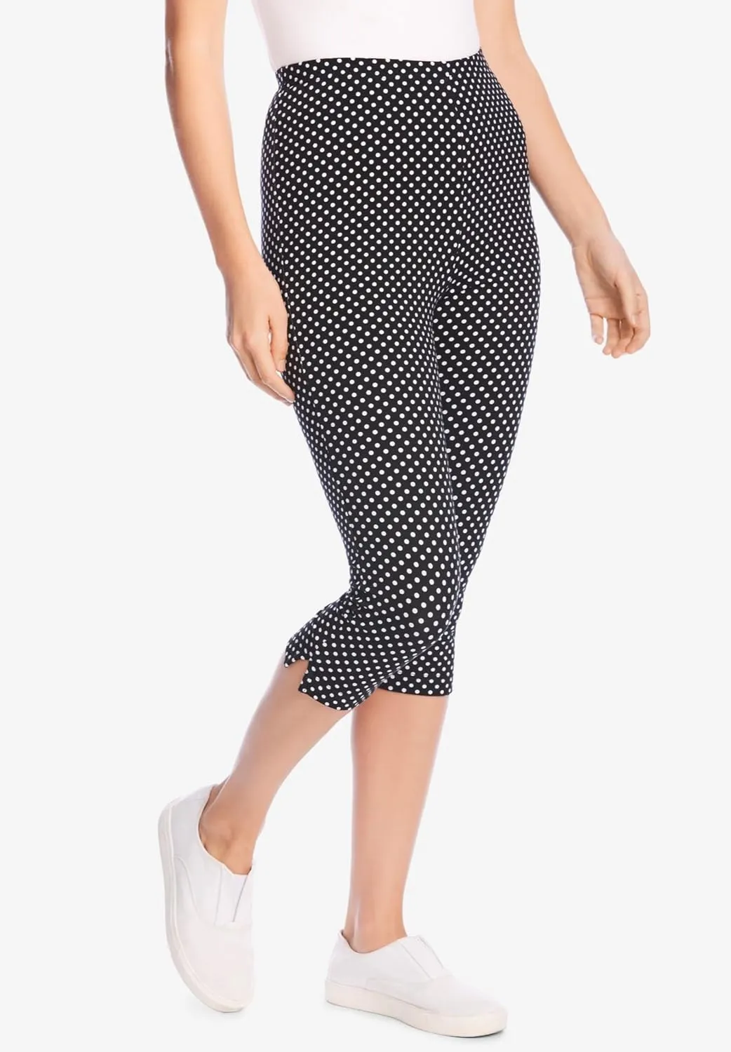 Woman Within Plus Size Stretch Cotton Printed Capri Legging