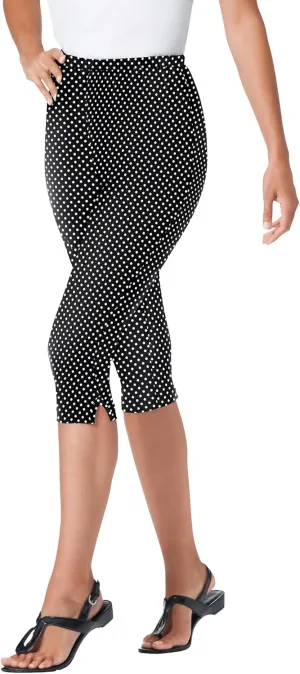 Woman Within Plus Size Stretch Cotton Printed Capri Legging