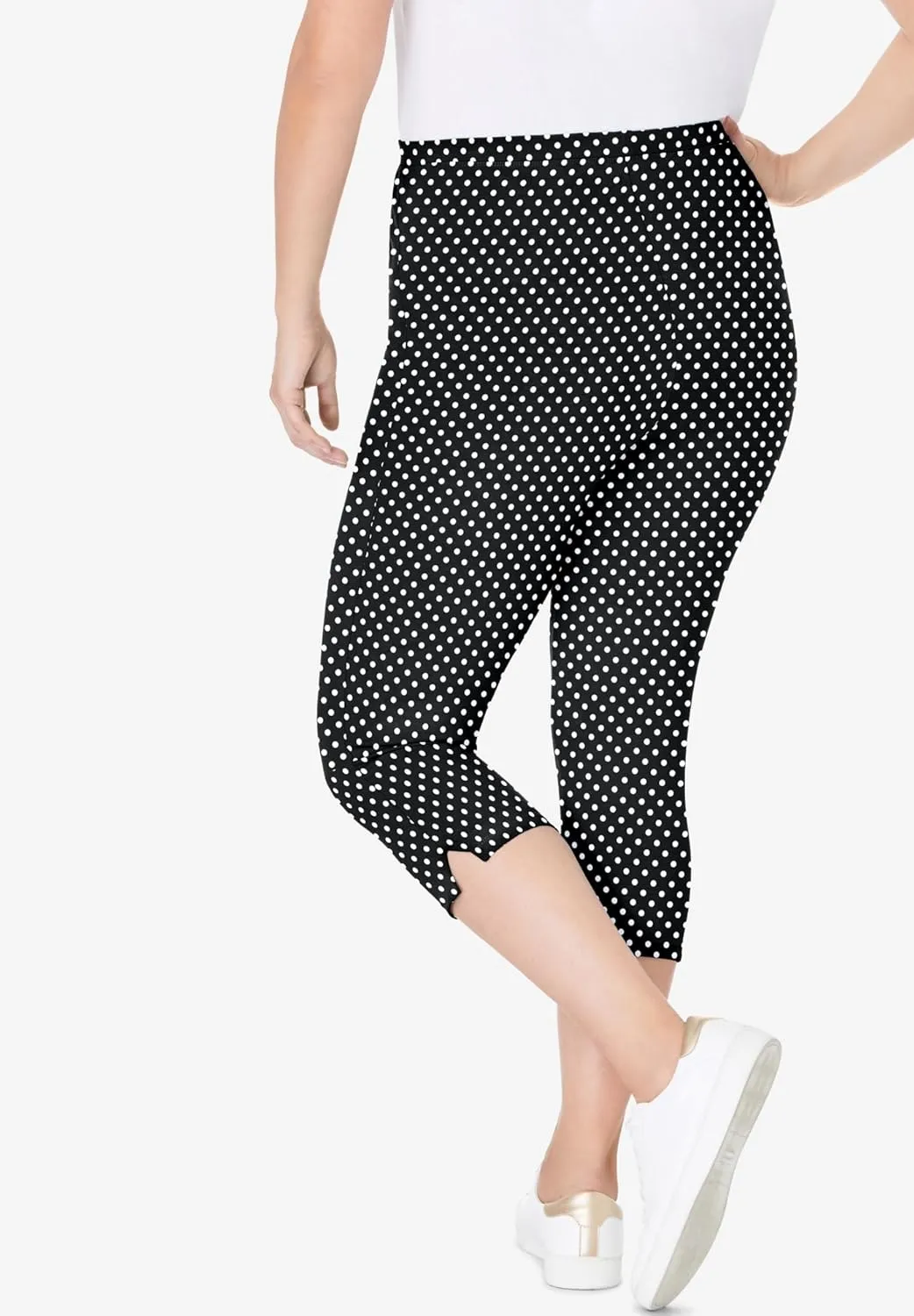 Woman Within Plus Size Stretch Cotton Printed Capri Legging
