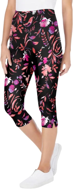 Woman Within Plus Size Stretch Cotton Printed Capri Legging