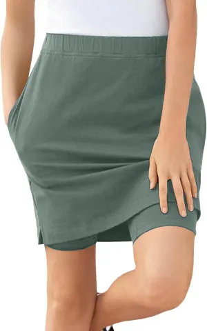 Woman Within Plus Size Stretch Cotton Skort