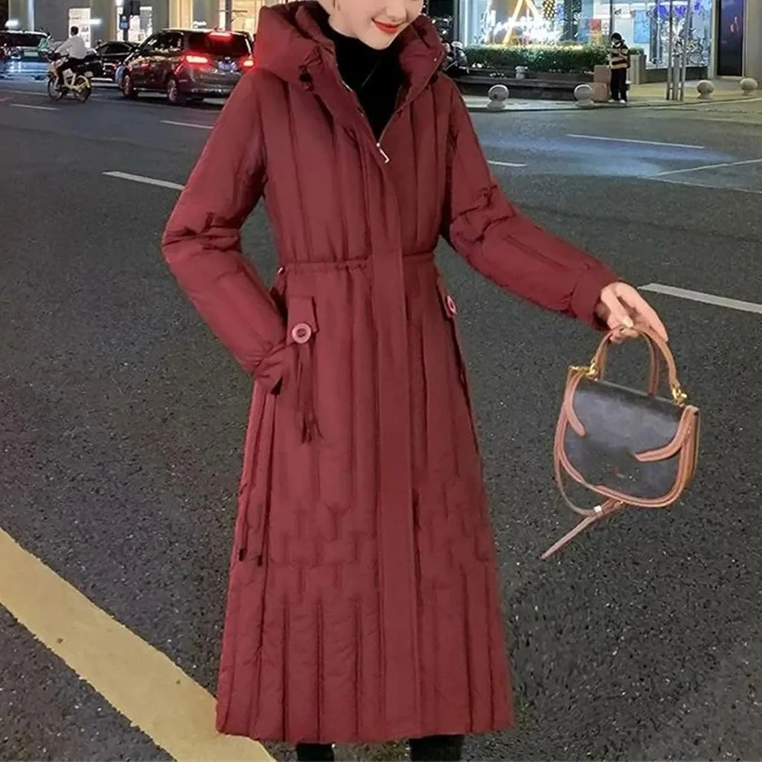Women Fashion Hooded Thick Warm Snow Coat Female Outerwear Winter Long Parkas Waterproof Down Cotton Padded Jacket