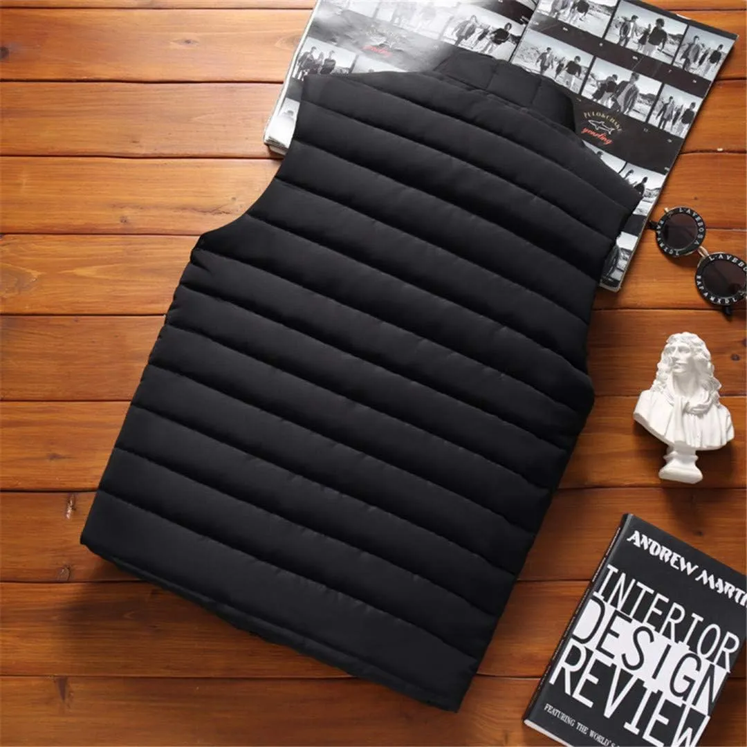 Women Sleeveless Vest Jackets Winter Fashion Women Cotton-Padded Vest Coats Men Stand Collar Warm Waistcoats Clothing