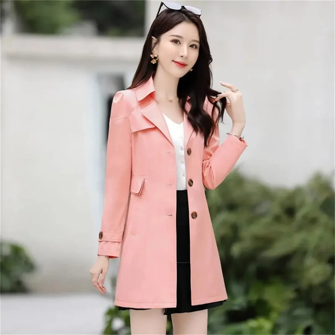 Women Spring Trench Coat Korean Single-Breasted Slim All-Match Windbreaker Female Outerwear Overcoat