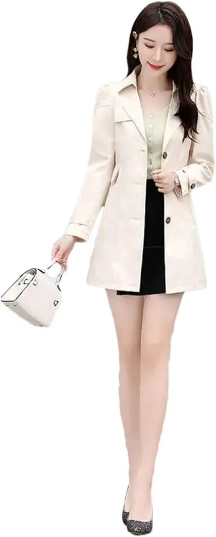 Women Spring Trench Coat Korean Single-Breasted Slim All-Match Windbreaker Female Outerwear Overcoat