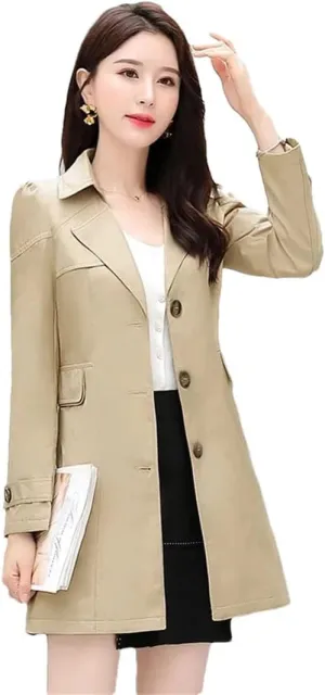 Women Spring Trench Coat Korean Single-Breasted Slim All-Match Windbreaker Female Outerwear Overcoat