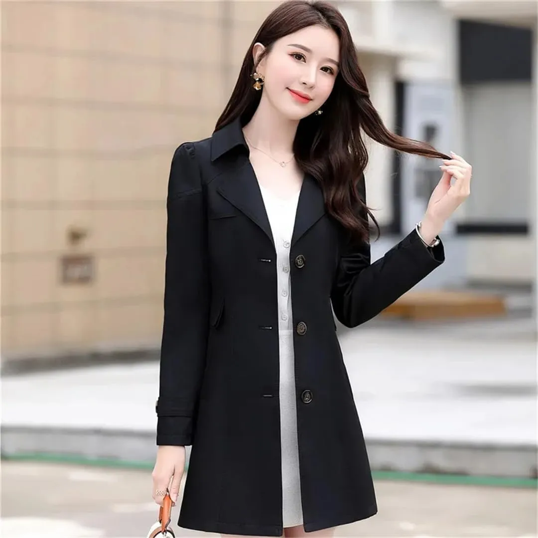 Women Spring Trench Coat Korean Single-Breasted Slim All-Match Windbreaker Female Outerwear Overcoat