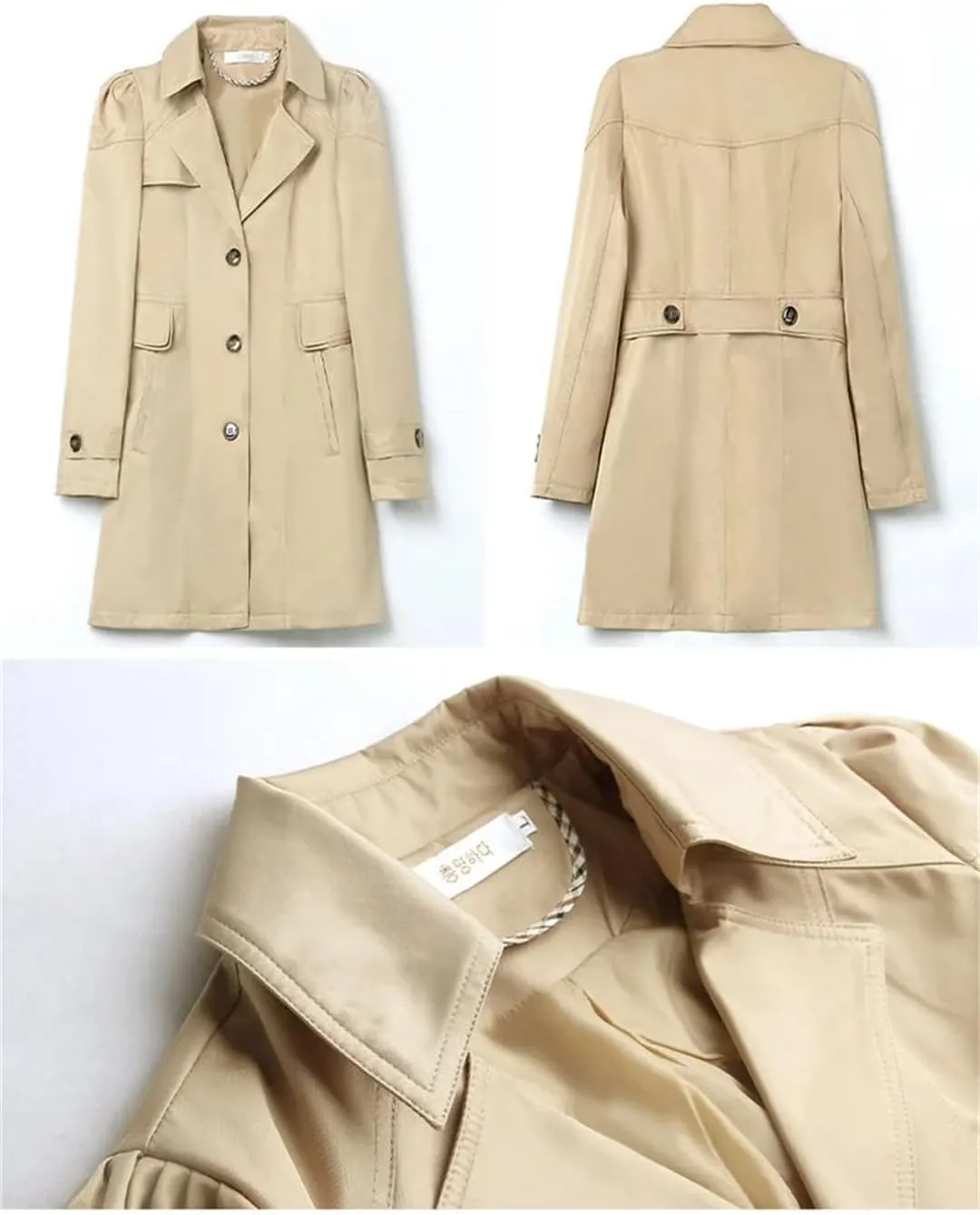 Women Spring Trench Coat Korean Single-Breasted Slim All-Match Windbreaker Female Outerwear Overcoat