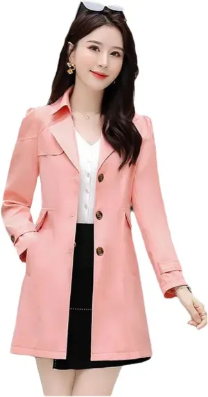Women Spring Trench Coat Korean Single-Breasted Slim All-Match Windbreaker Female Outerwear Overcoat