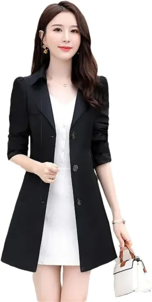 Women Spring Trench Coat Korean Single-Breasted Slim All-Match Windbreaker Female Outerwear Overcoat