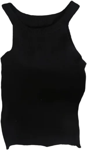 Women Tank Top Knit Shoulder Round Neck T-Shirt Women Solid Halters Camisole