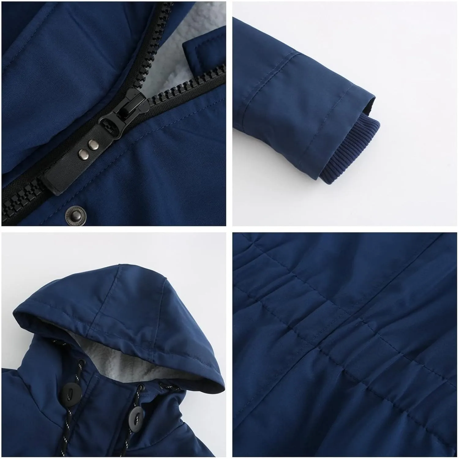 Women Winter Fleece Lined Jacket Hooded Thicken Warm Parka Padded Short Down Coat with Pocket Sherpa Cotton Outerwear