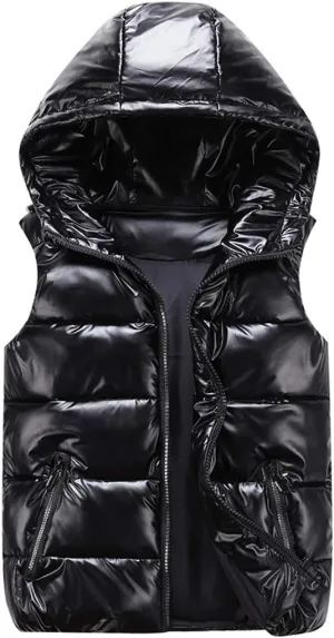 Women Winter Vests Hooded Bright Color Vest Thick Warm Wtaerproof Cotton Padded Jacket Sleeveless Coat Female Waistcoat