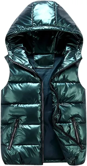 Women Winter Vests Hooded Bright Color Vest Thick Warm Wtaerproof Cotton Padded Jacket Sleeveless Coat Female Waistcoat
