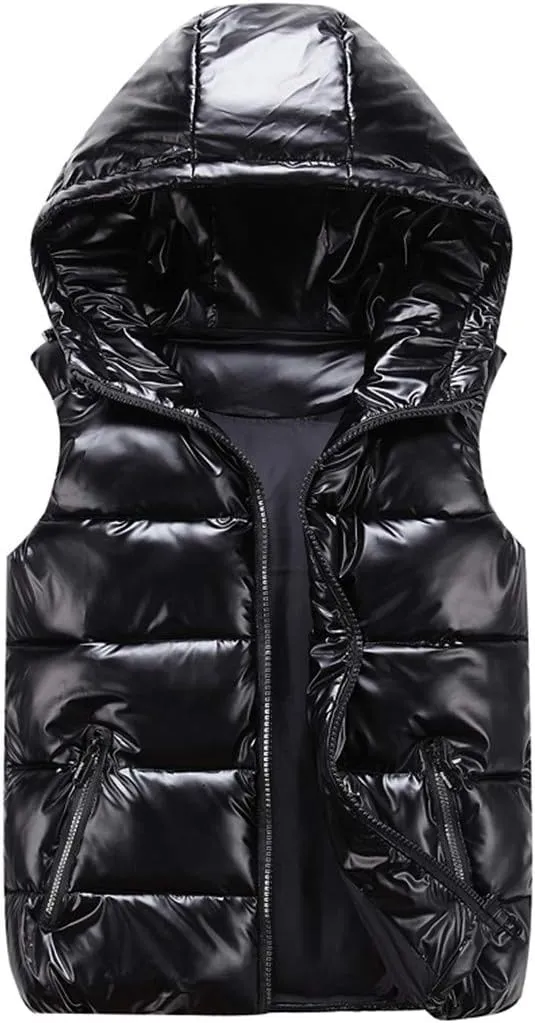 Women Winter Vests Hooded Bright Color Vest Thick Warm Wtaerproof Cotton Padded Jacket Sleeveless Coat Female Waistcoat