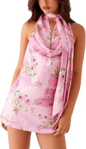 Women Y2k Bodycon Mini Dress Sexy Strapless Floral Print A Line Short Dress Sleeveless Backless Party Clubwear