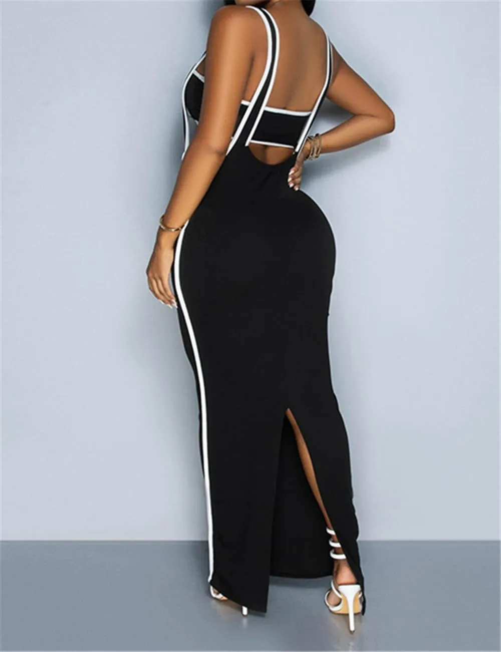 Womens 2 Piece Sets, Strapless Tube Tops & Straps Maxi Skirt with Slit