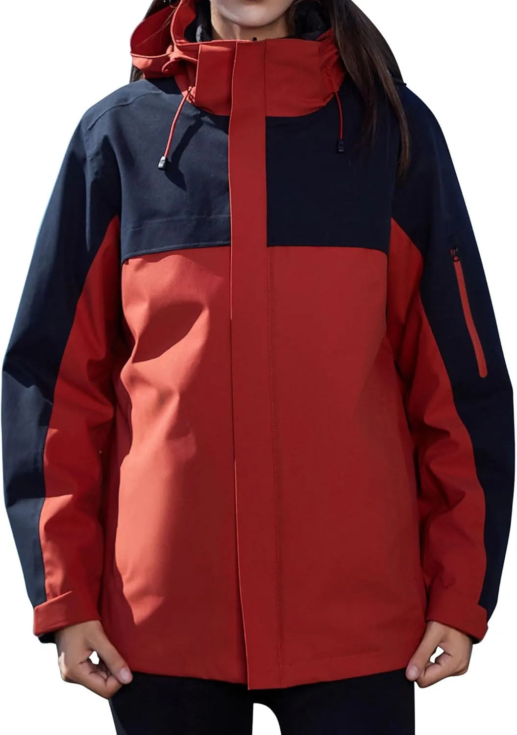 Women's 3-in-1 Waterproof Winter Jacket With Removable Inner Liner and Hooded Warm Jacket For Women