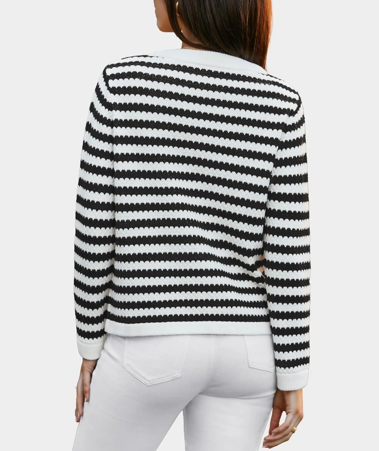 Women's Cardigan Sweaters Long Sleeve V Neck Button Down Knit Outerwear Spring Casual Open Front Cropped Jacket