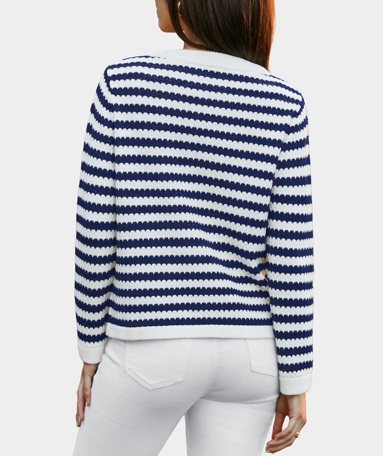 Women's Cardigan Sweaters Long Sleeve V Neck Button Down Knit Outerwear Spring Casual Open Front Cropped Jacket