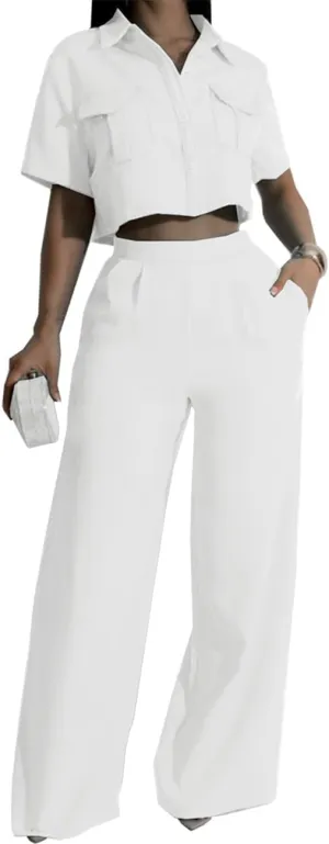 Women's Casual Tops Pants Two Piece Matching Sets Outfits