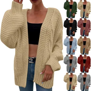 Womens Chunky Cardigan Sweater Oversized Lightweight Open Front Cardigan Casual Baggy Cable Knit Sweaters Fall Coats
