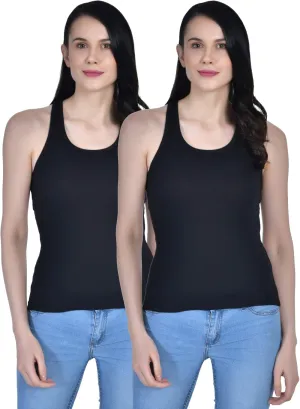 Women's Cotton Sleeveless Camisole Slip Spaghetti Pack of 2