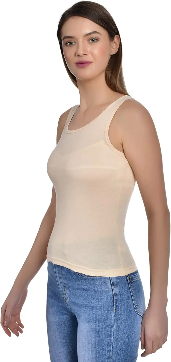 Women's Cotton Sleeveless Camisole Slip Spaghetti Pack of 2