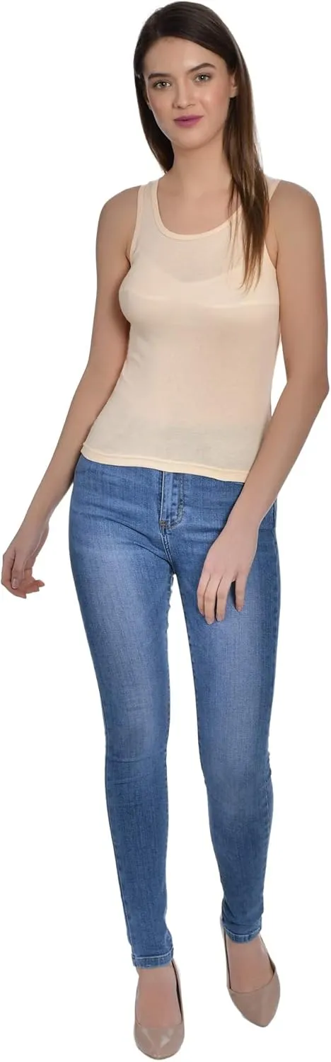 Women's Cotton Sleeveless Camisole Slip Spaghetti Pack of 2