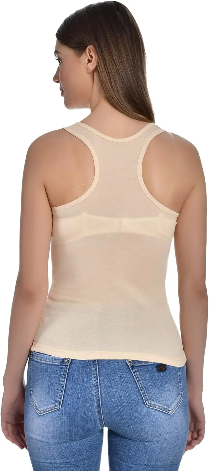 Women's Cotton Sleeveless Camisole Slip Spaghetti Pack of 2