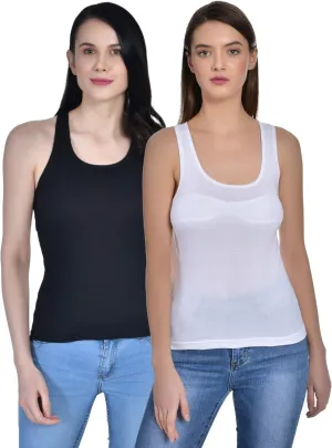 Women's Cotton Sleeveless Camisole Slip Spaghetti Pack of 2