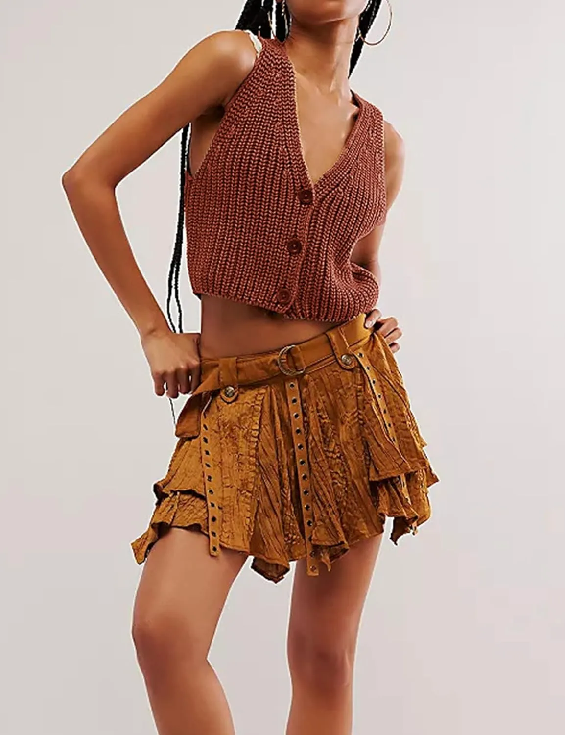 Womens Cropped Sweaters Vest Button Down V Neck Knit Sleeveless Crop Sweater 2025 Summer Casual Tank Tops