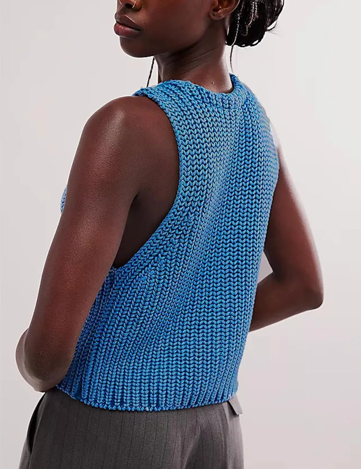 Womens Cropped Sweaters Vest Button Down V Neck Knit Sleeveless Crop Sweater 2025 Summer Casual Tank Tops